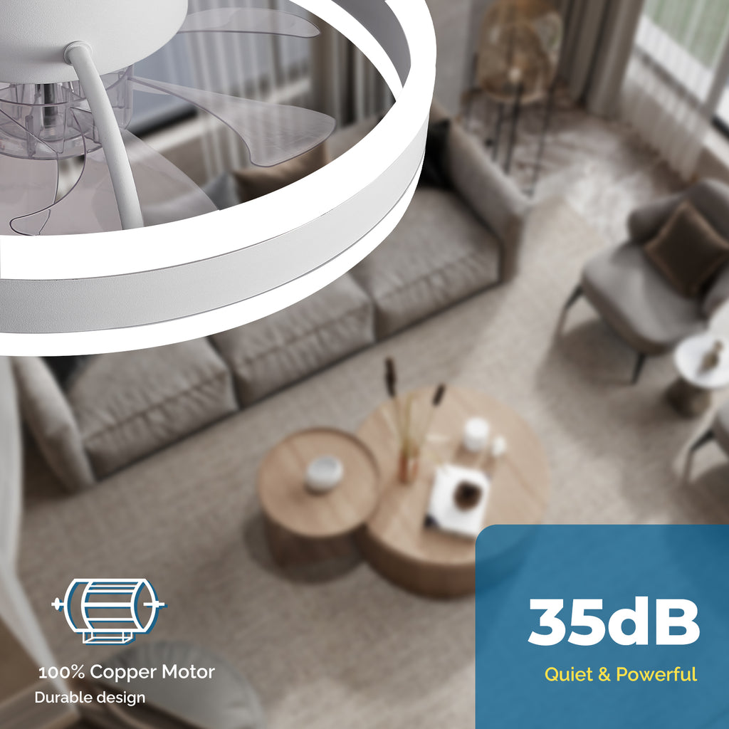 CHANFOK Flush Mount Ceiling Fans with Lights and Remote, Dimmable Lights, App Control