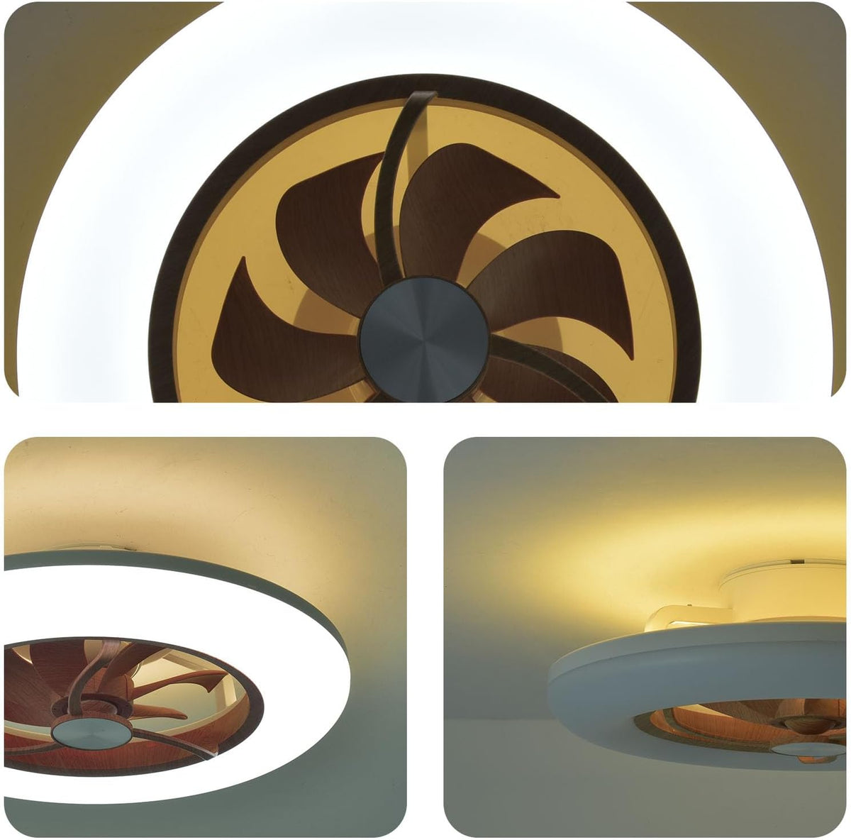 22" CHANFOK Low Profile Ceiling Fan with Light - LED Dimmable Light with Remote/APP Control