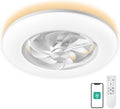 22" CHANFOK Low Profile Ceiling Fan with Light - LED Dimmable Light with Remote/APP Control
