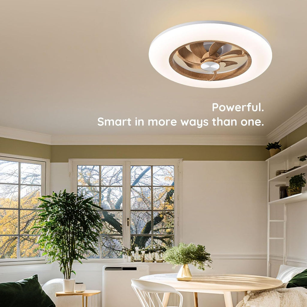 22" CHANFOK Low Profile Ceiling Fan with Light - LED Dimmable Light with Remote/APP Control