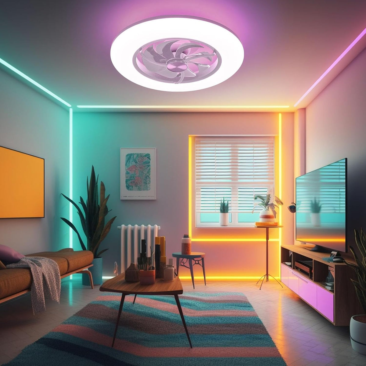 22" CHANFOK Neo Ceiling Fan with Lights - Alexa/Google Assistant/App Control